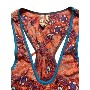 Anthropologie Free People tank top orange and purple sz medium thumbnail 4