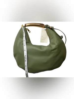 A New Day Green Hobo Shoulder Bag Gold Handle Slouchy Faux Leather Minimalist thumbnail 8