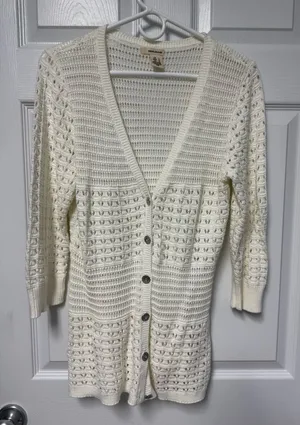 DKNY Cream Knit Cardigan thumbnail 1