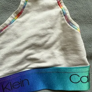 Calvin Klein White Racerback Bralette with Rainbow Trim thumbnail 3