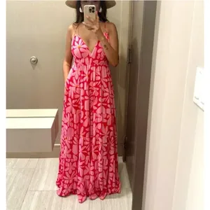 Hutch Pink Floral Tiered Ruffle Maxi Dress MEDIUM Sundress Cottage Vacation $270 thumbnail 5