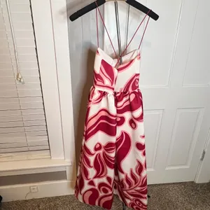 ASOS DESIGN Pink Abstract Floral Strappy Midi Dress Size 4‎ Sweetheart Neckline thumbnail 6