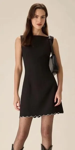 RIHOAS Black Scalloped Mini Dress thumbnail 1