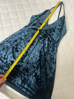 Zara Blue Velvet Halter Mini Dress Size M Party Clubbing Night Out Glam thumbnail 6