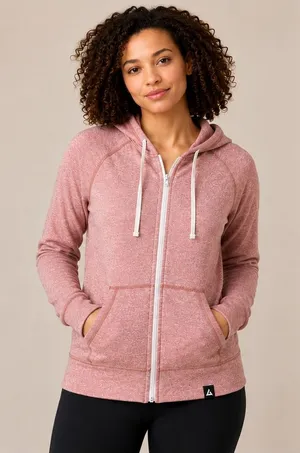 American Giant Lightweight Full Zip Hoodie Women's Large Heather Red Made in USA thumbnail 1