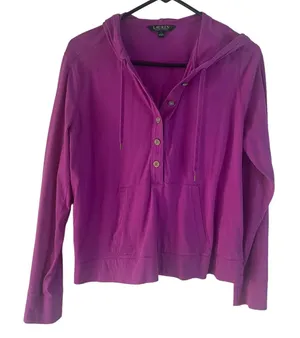 Lauren Ralph Lauren Women's Size Large Purple‎ Pink Half Button Light Sweater thumbnail 1