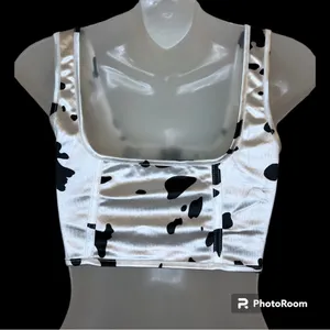Women’s Cow Print Corset Style Crop Tank Size Small thumbnail 3