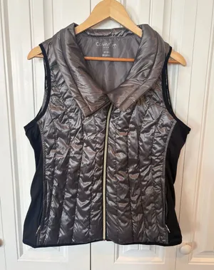 Calvin Klein Performance Premium Down‎ Gray Metallic Puffer Vest Size Large thumbnail 1