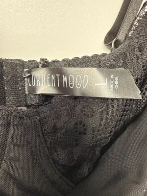 Current Mood Black Draped Slip Dress with Lace Trim thumbnail 4