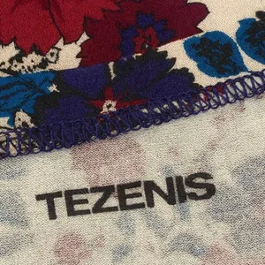 Tezenis Women’s Small Floral Long Sleeve Top Red Blue White Stretch Scoop Neck thumbnail 5