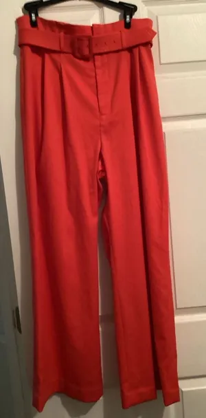 Antonio Melani Red High-Waisted Belted Wide Leg Pants Size 8 thumbnail 1