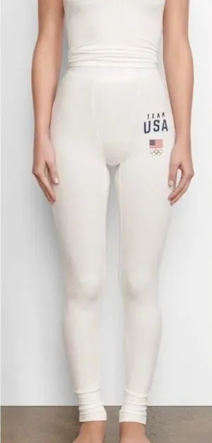 SKIMS Soft Lounge Rib Leggings Team USA White in size XLarge thumbnail 1