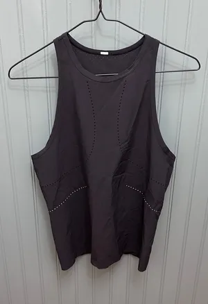 Lululemon Black‎ Laser Cut Perforated Racerback Activewear Tank Top High Neck thumbnail 1