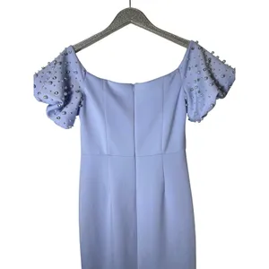 Eliza J Periwinkle Blue Embellished Puff Shoulder Maxi Dress Gown thumbnail 8
