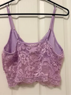 Lavender Lace Bralette Cami with Adjustable Straps Purple thumbnail 4