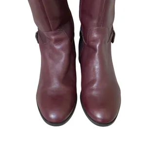 Marc Fisher Riding Boots Burgundy Leather Suede Buckle Wide Calf Womens 7W thumbnail 3