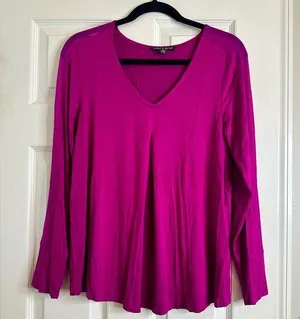 Women's Fuchsia Shirt with Sheer Panels, Size Medium thumbnail 1
