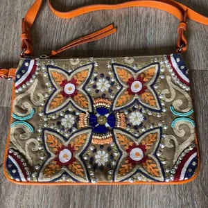 Leather Beaded Handbag Orange thumbnail 5