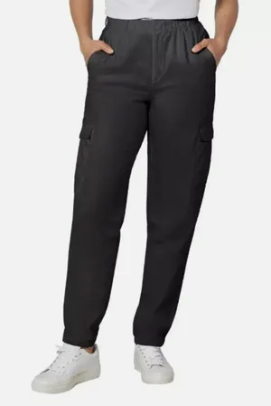 GAP Twill Cargo Pants Black Joggers Elastic Waist Stretch‎ Cotton Lyocell Size S thumbnail 1