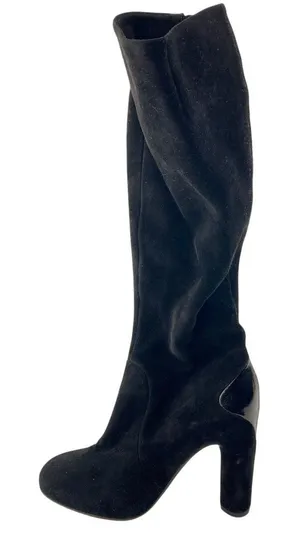 Roberto Del Carlo Women's Black Suede Leather Round Toe Zip Up Tall Boots Size 6 thumbnail 1