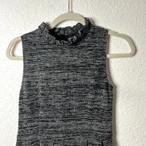 Ganni Anthropologie Pinnacle Tweed Knitted Ruffle Mock Neck Dress Medium thumbnail 6