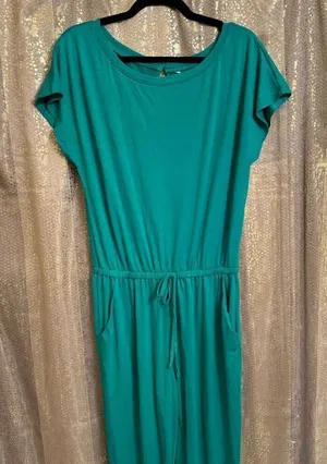 PrettyGarden Kelly Green Loose Off The Shoulder Stretchy Pants Romper M NWT thumbnail 1