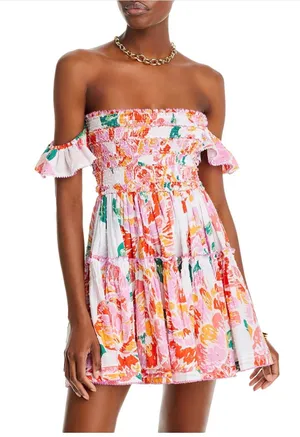 Poupette St Barth Aurora Floral Cotton Minidress thumbnail 1