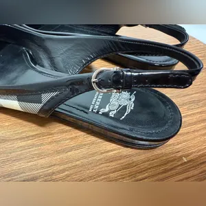 Burberry Novacheck Plaid Canvas Patent Leather Slingback thumbnail 8