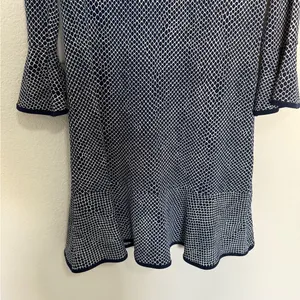 MICHAEL Michael Kors Graph Mamba Flounce Dress Small Navy White Bell Sleeve thumbnail 4