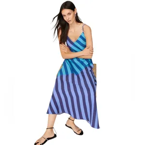 Saunders- Striped Blue Maxi Dress Size 6 thumbnail 2