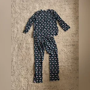 Roller Rabbit Swan Print Pajama Set Size‎ XS Pima Cotton Navy Blue thumbnail 8