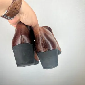 Dansko Brown Leather Ankle Booties Block Heel Side Zip Shooties Womens 38 thumbnail 4