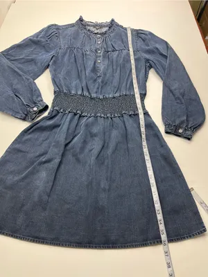Rails Shawna Mini Dress Womens‎ Medium Dark Vintage Blue Smocked Waist Tencel thumbnail 9