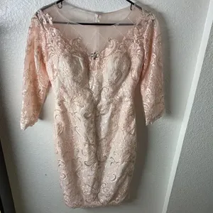 Pink Cocktail Dress - Intricate Beautiful Beading Approx Size 4 thumbnail 2