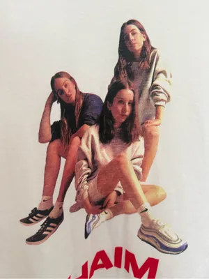 HAIM Band Tee White Crewneck Cotton T-Shirt HAIM Sisters Size Medium thumbnail 3