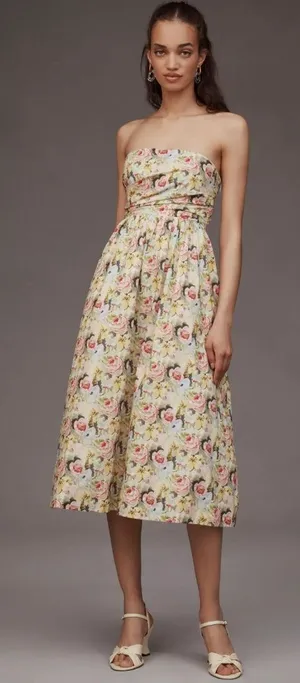 Anthropologie En Saison Cairo Strapless Midi Dress thumbnail 1
