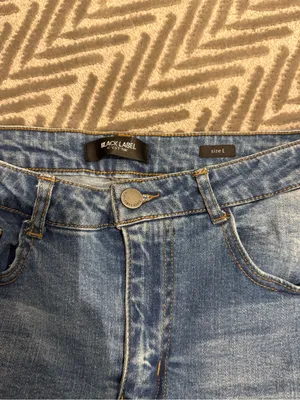 Black Label Light Blue Denim Mini Skirt with Frayed Hem thumbnail 2