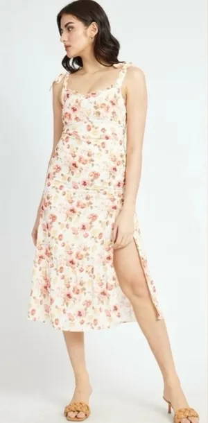 Abercrombie & Fitch floral tie‎ strap slit midi dress size medium petite thumbnail 1