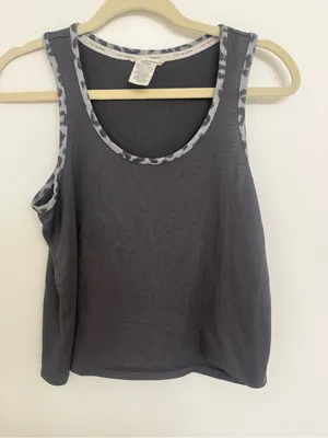 Lucky Brand Women's loungwear Grey Leopard Print Short Sleeve, Tank Top & Short thumbnail 4