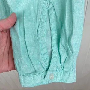 L.L. Bean Premium Washable Linen Long Tunic Top Size Large 100% Linen Fair Aqua thumbnail 9