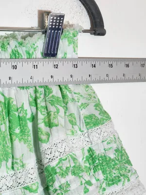Aerie Green and White Floral Tiered Mini Skirt Size Medium thumbnail 5