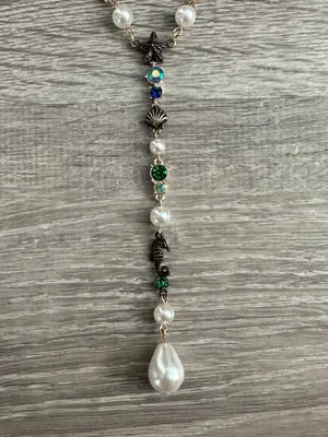 Betsey Johnson CRUISE CONTROL BLING AND SEAHORSE AND FAUX PEARLS Y NECKLACE thumbnail 2