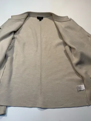 Talbots Pure Marino Wool Beige Crewneck Button-Front Cardigan thumbnail 5