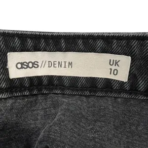 ASOS Denim Wrap Front Solid Mini Skirt Washed Black Grunge A-Line Size 6 thumbnail 4