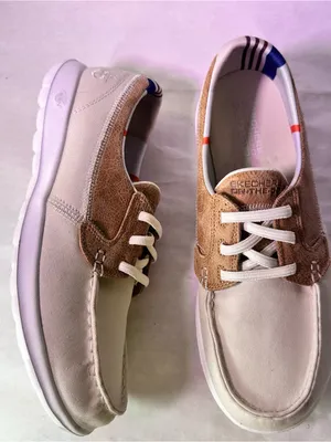 Skechers Cream & Tan Lace-Up Casual Sneakers thumbnail 5