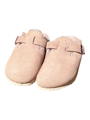 Birkenstock Boston Shearling Clogs Suede Pink Clay / Light Rose Women's 39 NWOT thumbnail 2