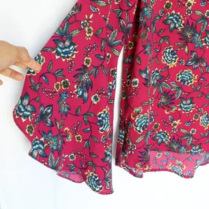 Pink Owl | Floral Patterned Bell Sleeve Blouse thumbnail 4