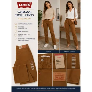 Levis Pants Womens Size 29 Brown Mid Rise Straight Twill Cotton 5 Pocket NWT thumbnail 2