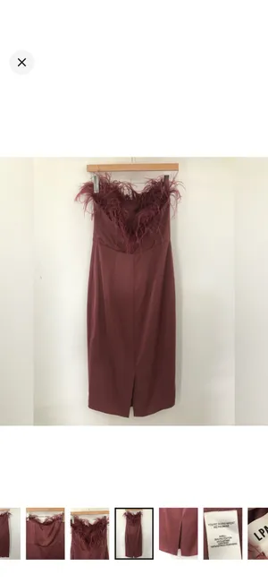 LPA Strapless Feather-Trim Midi Dress thumbnail 6