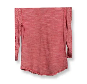 Lucky Brand Womens Henley Shirt RedWhite Stripe Roll Tab Sleeve Pockets S thumbnail 6